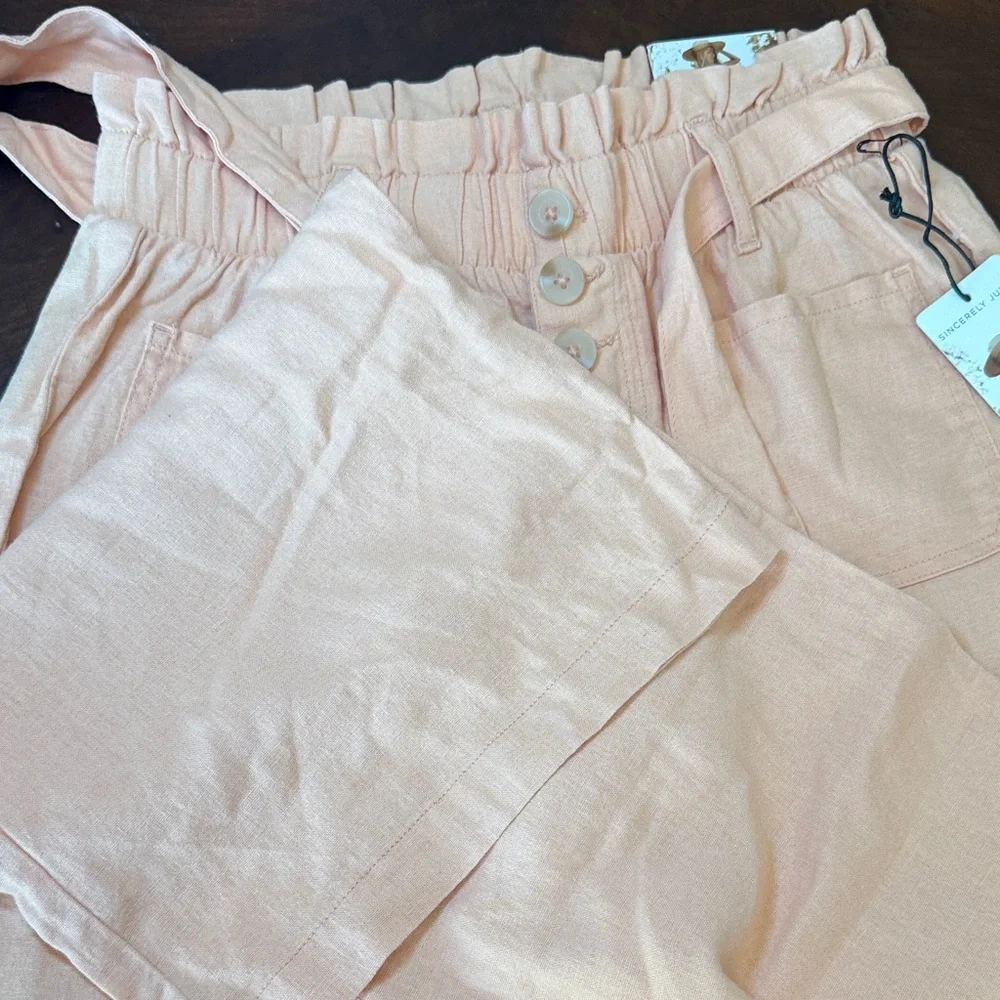 Sincerely‎ Jules Light Pink Paperbag Waist Button-Front Shorts